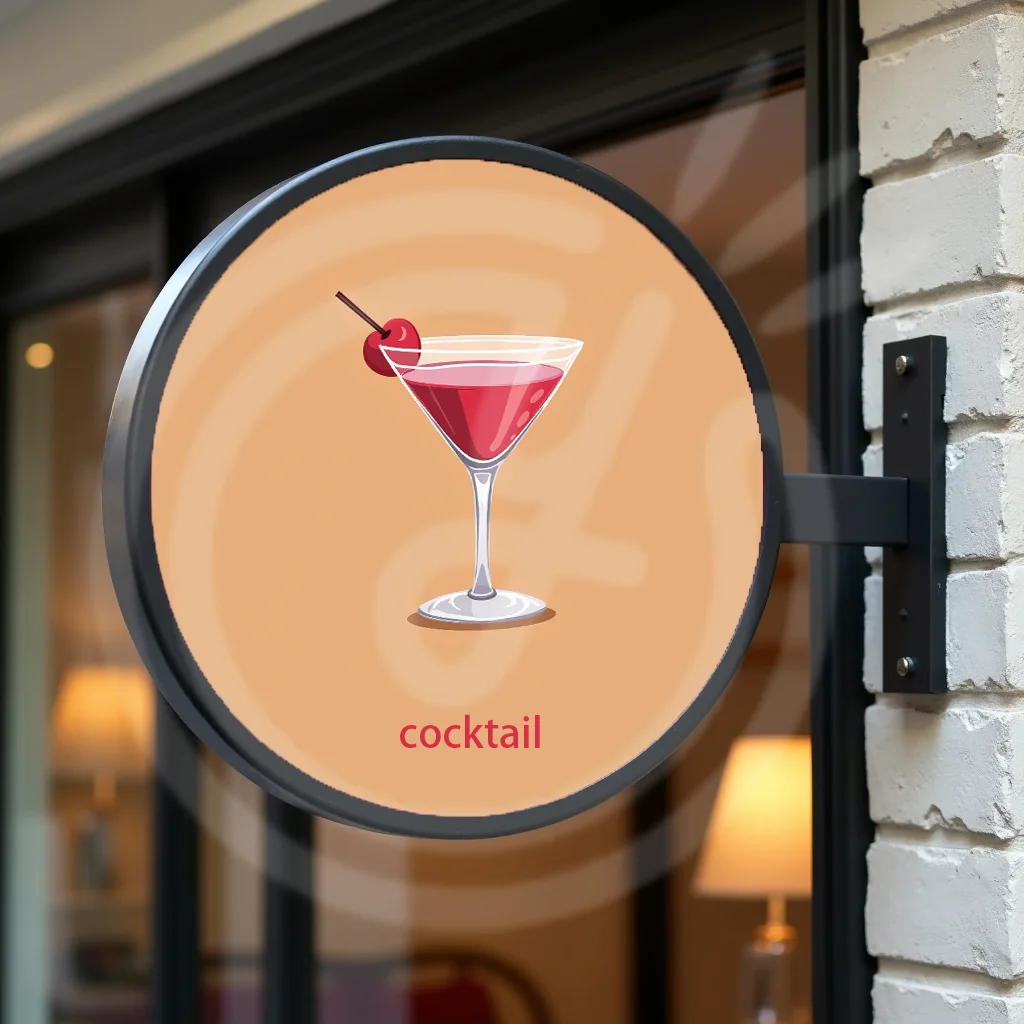 Custom Round Acrylic LED CocktailsLight Box for Bars Storefront Waterproof Double Sided Outdoor Business Signage Wall Mounted