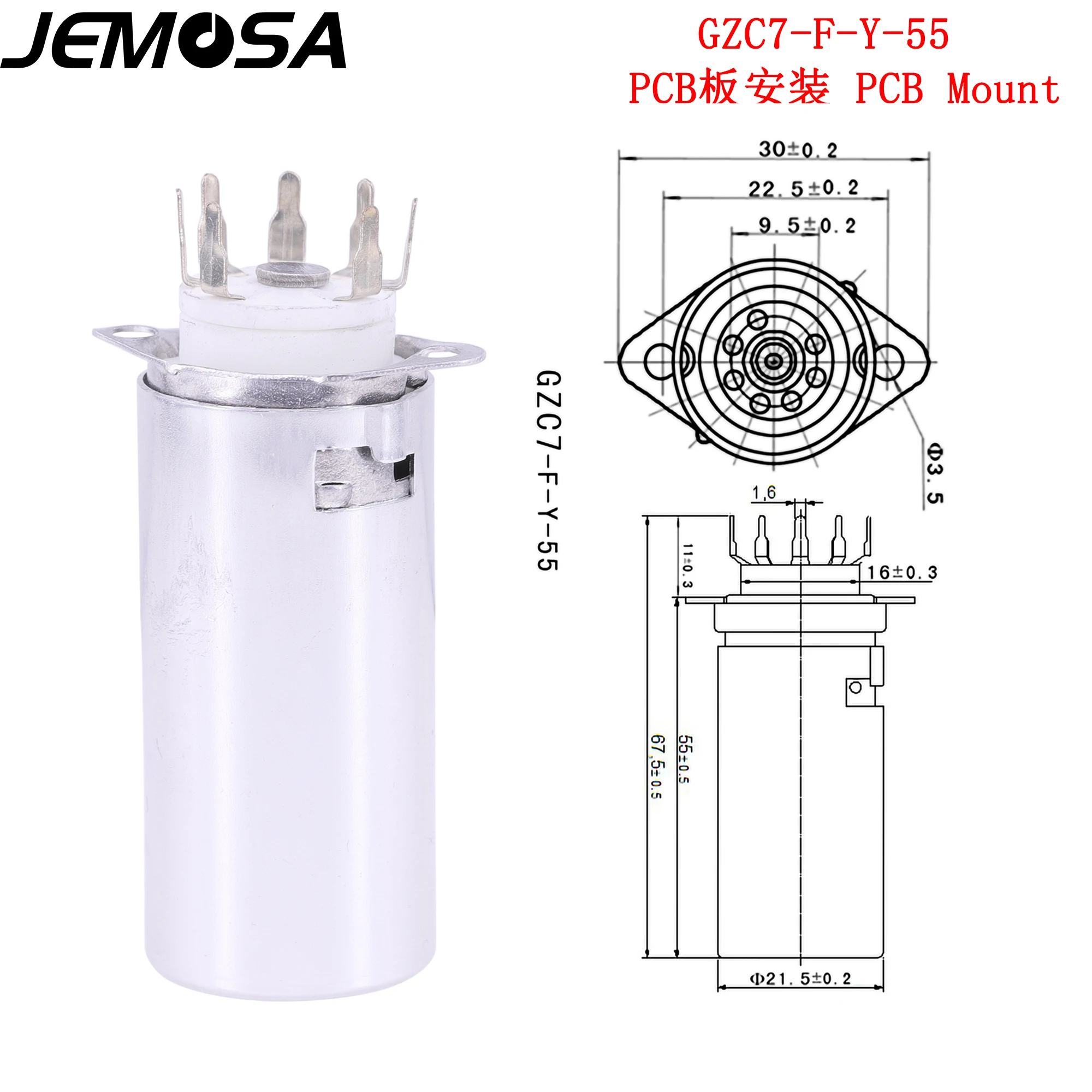 10PCS 7Pin Tube Socket Ceramic With Aluminum Shield For EC92 6H2 EZZ91 6X4 EZ90 6Z4 6AU6 6J4 6AQ5 EF94  6J1 6C4 Vacuum Tube Amp