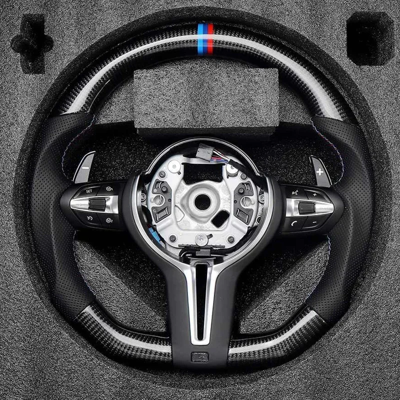 

For BMW F30 F31 F34 F36 F82 Factory Wholesale Leather Carbon Fiber Steering Wheel with LED Lights Enhanced Driving Experience