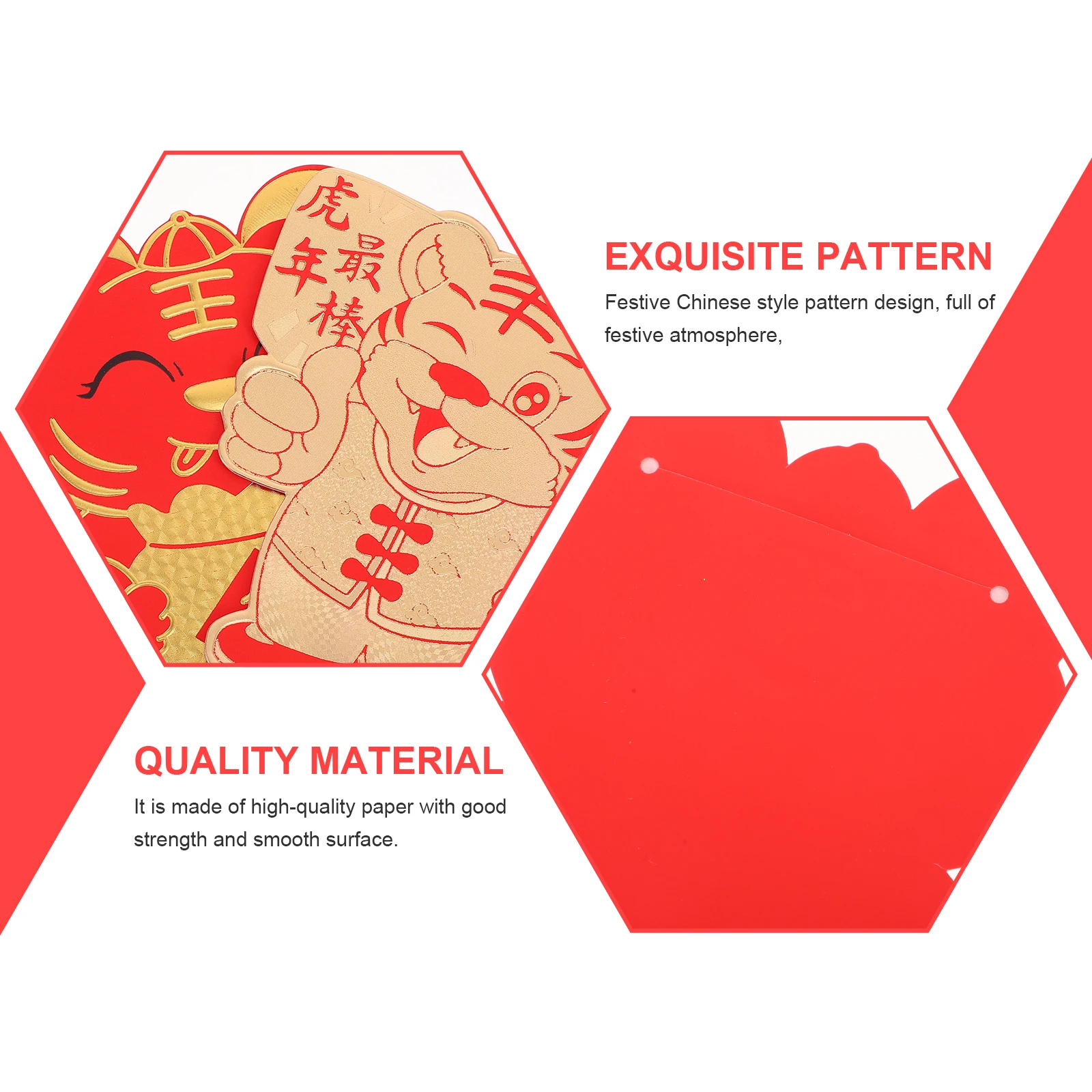 

12 Pcs Three-dimensional Red Envelope Spring Festival Envelopes Bronzing Packets Pocket New Year