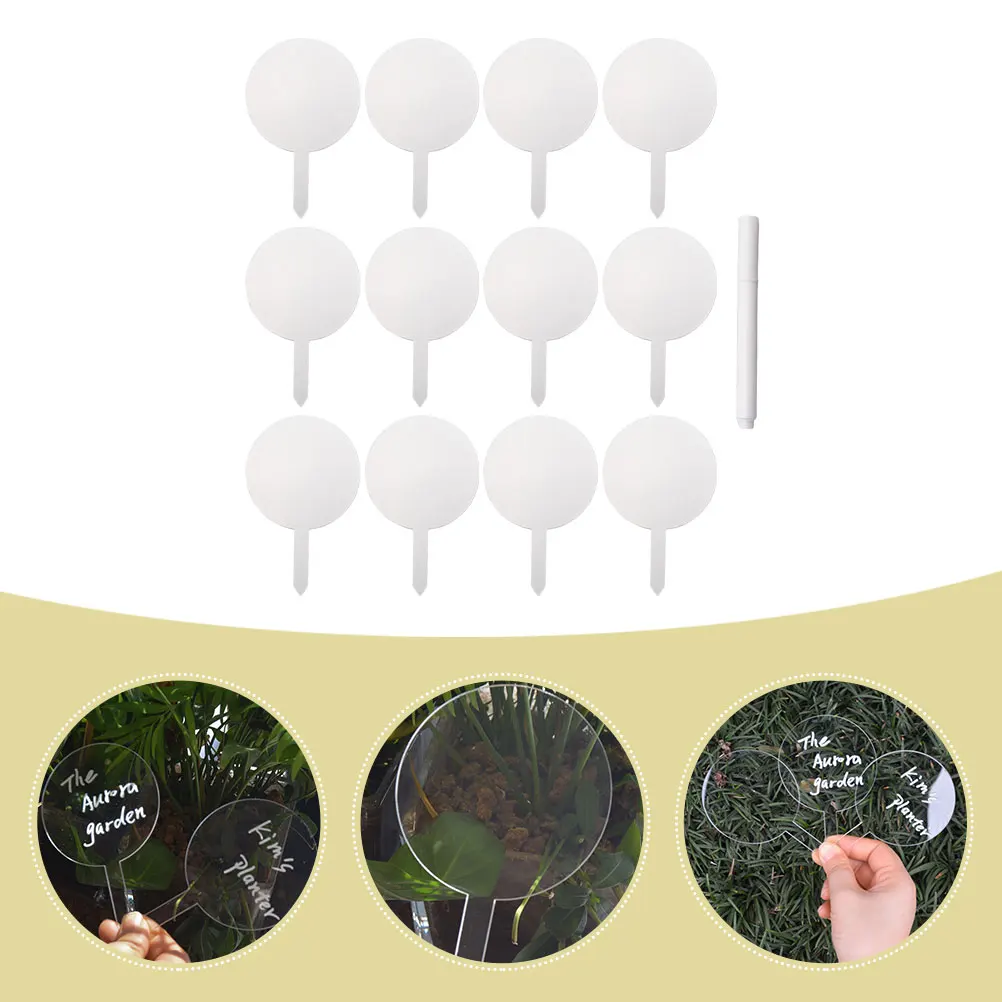 

12Pcs Acrylic Garden Markers Portable Insert Labels Decorative Tags for Flower Beds Courtyards
