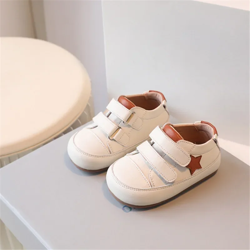 0-5 Jahre Neue Babyschuhe Mikrofaser Leder Kleinkind Jungen Barfußschuh Stern Weiche Sohle Mädchen Outdoor Tennis Mode Kinder Turnschuhe