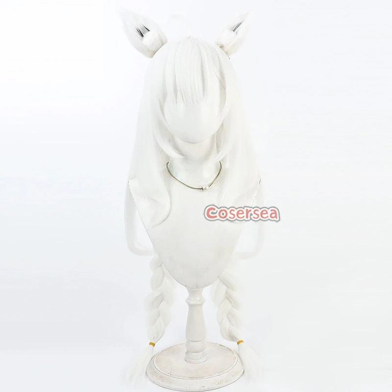 Cosersea Shirakami Fubuki Cosplay Wigs Virtual YouTuber Shirakami Fubuki 80cm White Braided Wig Synthetic Hair Heat Resistant