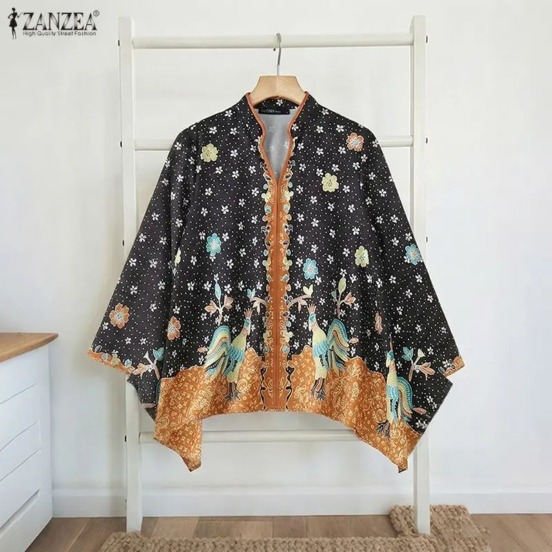 

Женские свободные блузки ZANZEA с V-образным вырезом и рукавами 3/4, с цветочным принтом, асимметричным подолом, женские топы в богемном стиле для отпуска, Blusas de Mujer 3XL