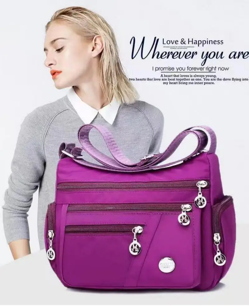 Nuevo bolso bandolera impermeable de nailon para mujer, bolso de hombro informal multifuncional para compras diarias y viajes