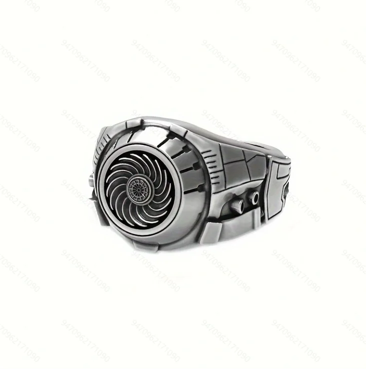 Avant-garde Trend Future Mechanical Feeling Silver Color Spiral Gear Ring Men\'s Daily Wear Adjustable Ring Party Accessories