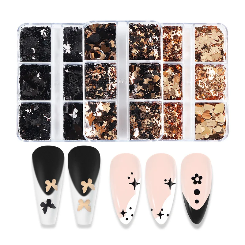 Lindo Pet Glitter Nail Art decoração, espumante, Multi-Pack, 6-Grid Box Set