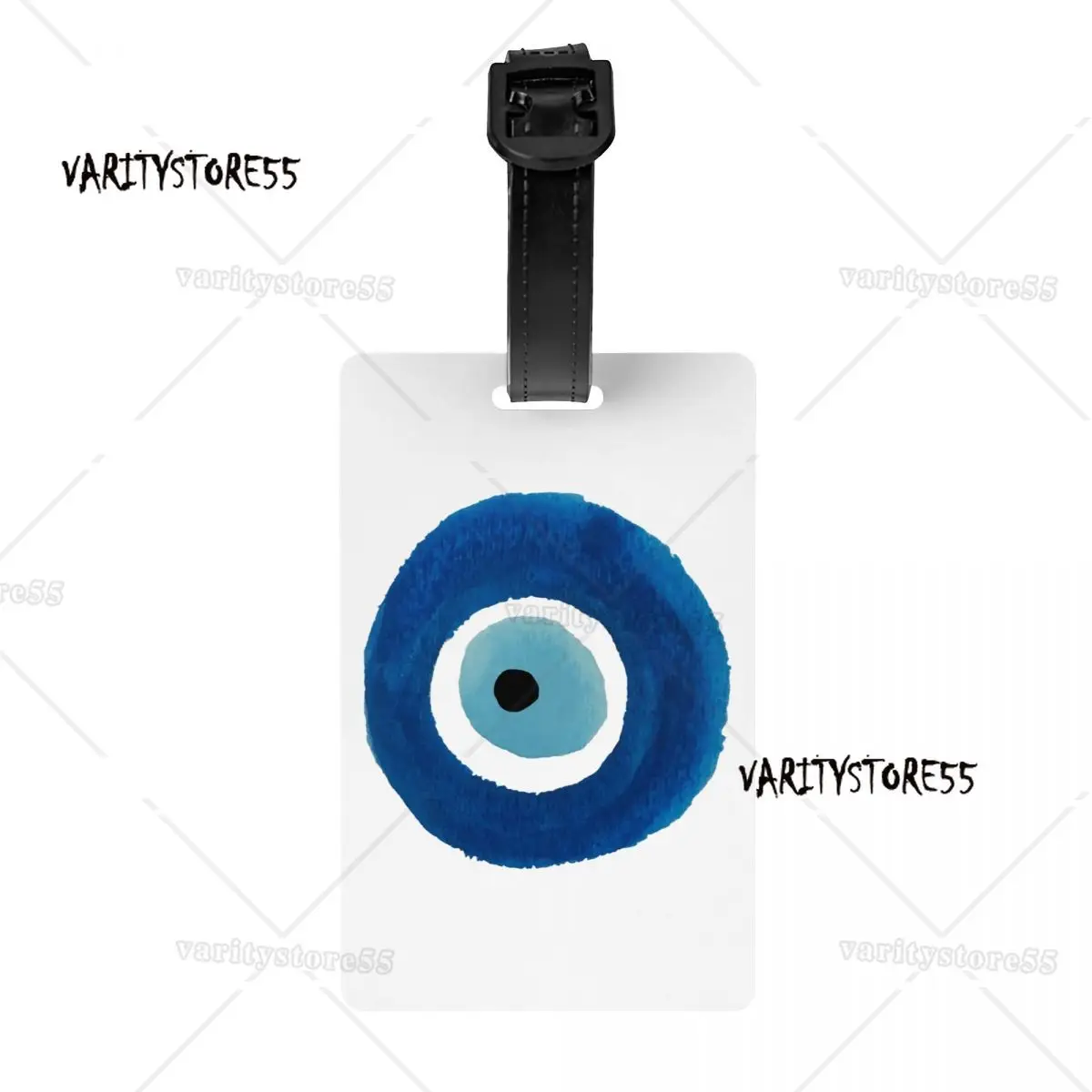 Custom Watercolor Evil Eye Nazar Painting Luggage Tag Hamsa Lucky Charm Travel Bag Suitcase Privacy Cover ID Label