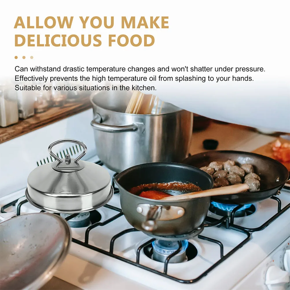 

Steamer Lid Pot Cover Stainless Steel Protective Dome Kitchen Supply Heat Resistant Oil Splash Guard Easy Grip H Durable