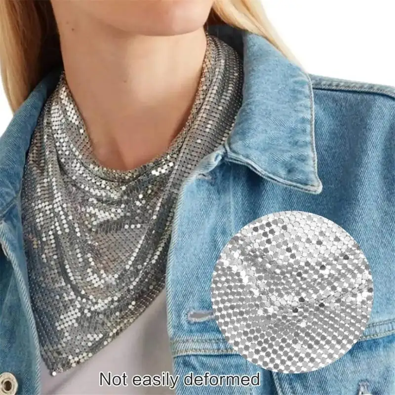 Sequined Scarves Night Club Party Bandanas Scarf Punk Neck Scarf for Stage Shows 6XDA
