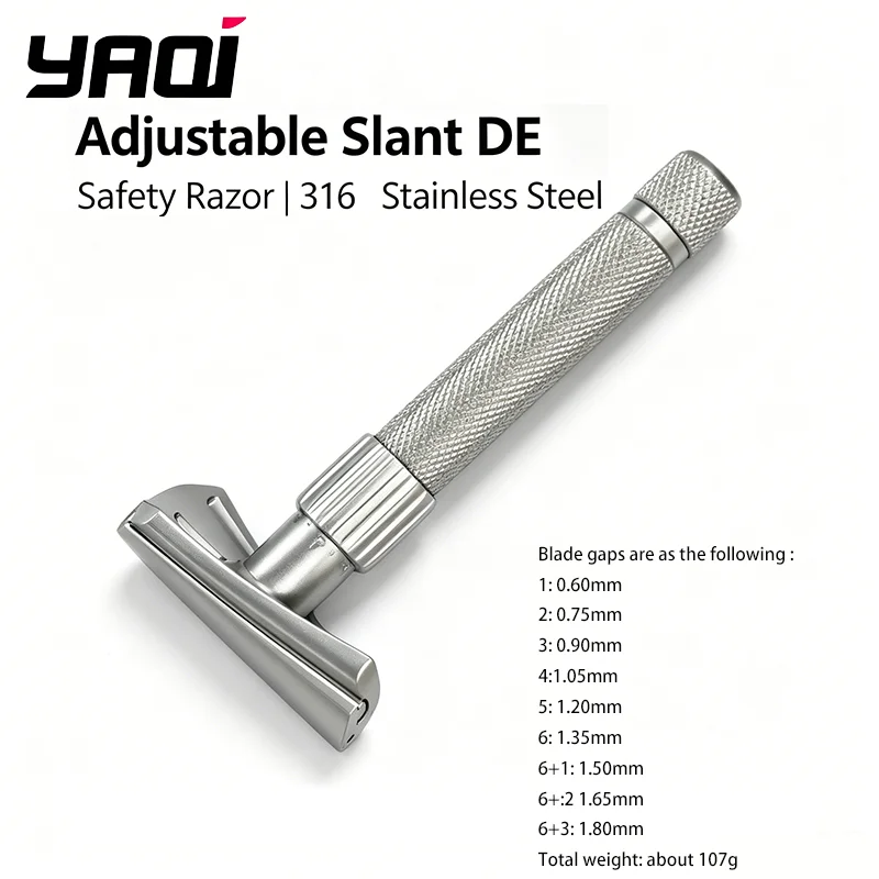 2026 YAQI Matte Version Torqx Stainless Steel Slant Adjustable Safety Razor - Professional Mens Grooming Shaving Tool