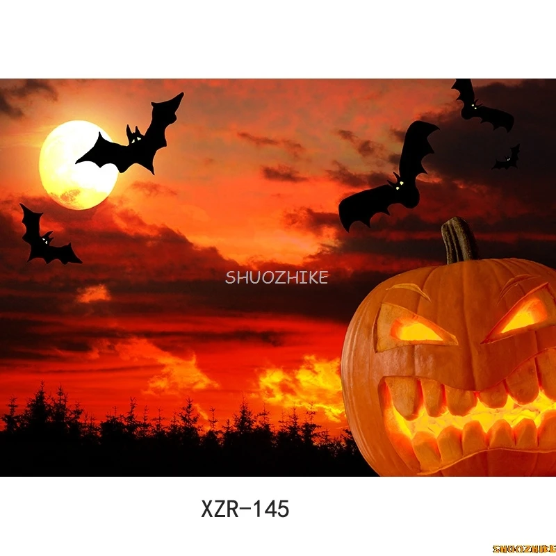 SHUOZHIKE Halloween Backdrop Pumpkin Lantern Castle Forest Moon Baby Photography Background For Photo Studio Props WS-05