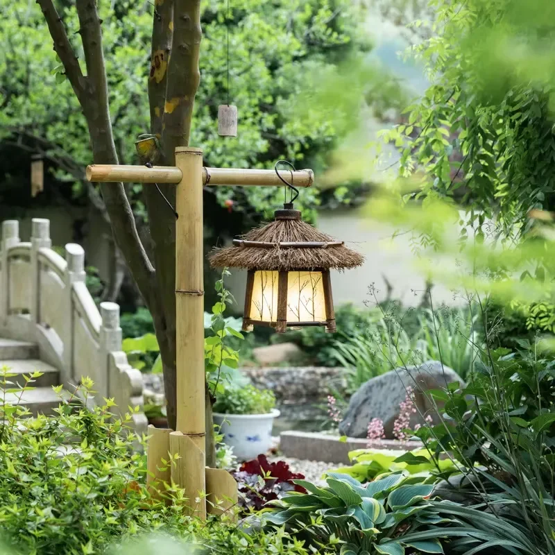 Eco-friendly Bamboo Lantern Hanging Light for Indoor Outdoor Chinese Tea House Corridor Art Landscape Restaurant Garden Decor