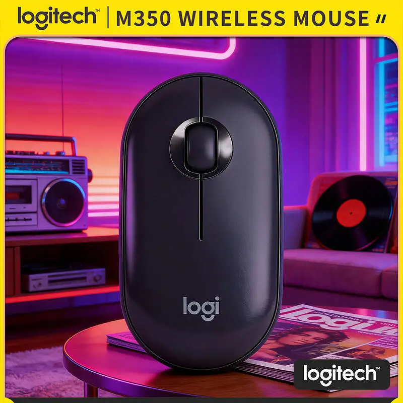 

Бесшумная мышь Logitech M350 Silent Pebble - двухрежимная, радиус действия 10 м, легкая (77 г), из переработанного пластика, идеально подходит для дома, учебы и офиса