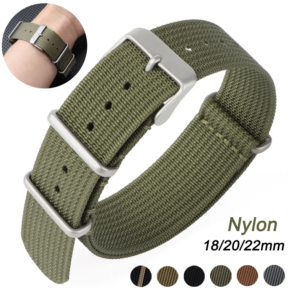 Nylon Watch Strap Military Ribbed Watchband Universal Men Women Fabric Wristband for Seiko Braided Sport Bracelet 18mm 20mm 22mm