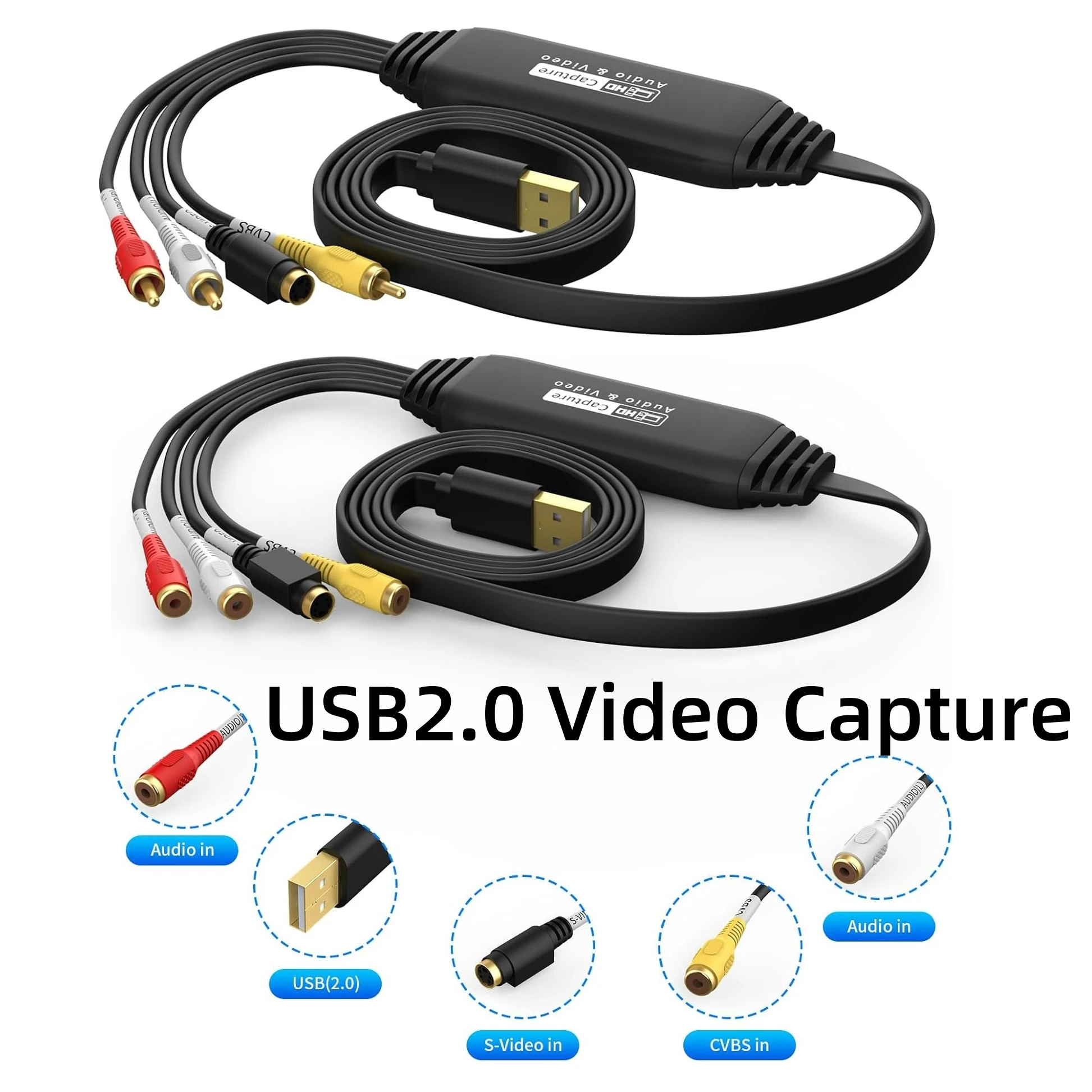 Captura de vídeo USB 2,0 para transmisión Mini DV VCR Hi8 DVD TV decodificador CVBS o equipo de fuente de vídeo S VHS a convertidor Digital