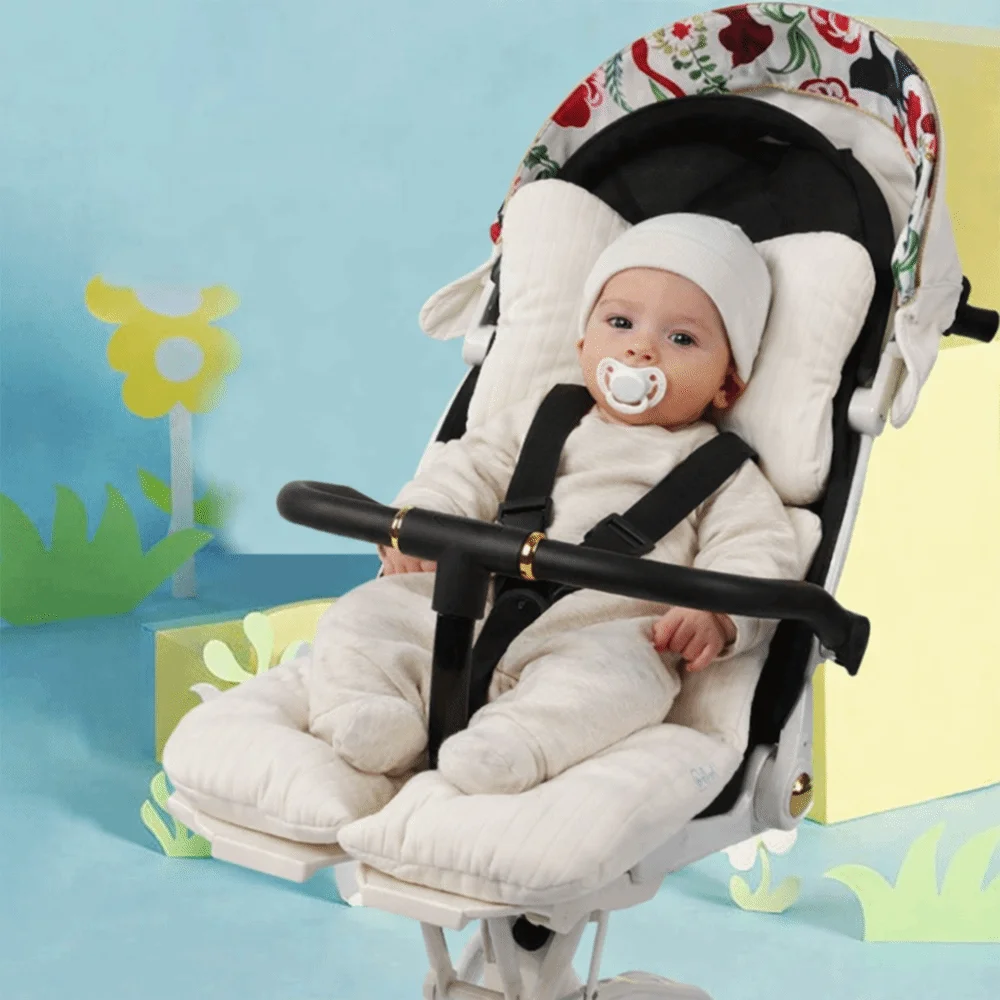 Comfortable Stroller Cotton Cushion Quilted Double-sided Stroller Seat Cushion Thickened Breathable Stroller Supportive Pad