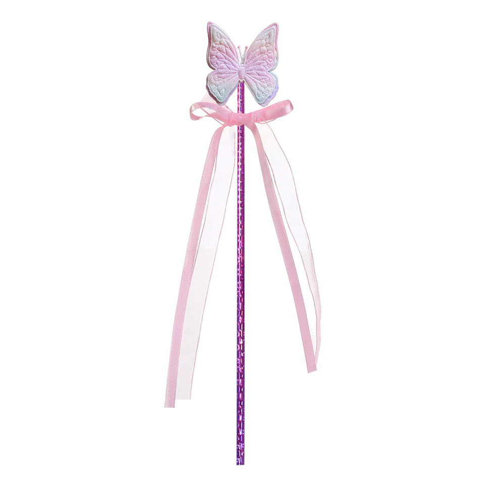  Children Magic Wand Butterfly Wings Sequin Gradient Halloween Party Props Fairy Princess Handheld Stick Dress Up Accessories Toy 