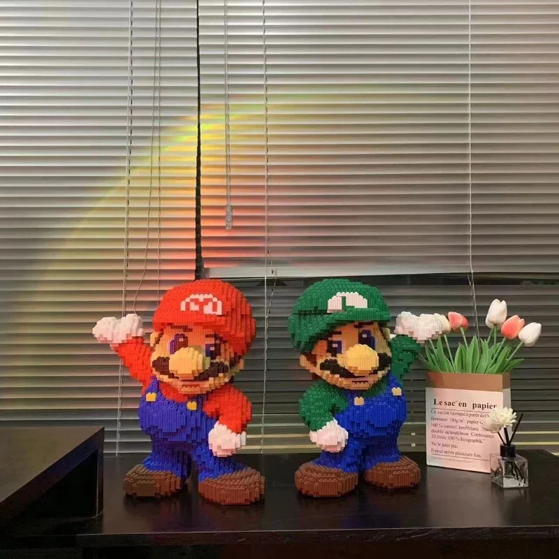 Super Mario-rompecabezas de bloques grandes para niños, juguete de ensamblaje, rompecabezas 3D, regalo de cumpleaños, decoración de escritorio