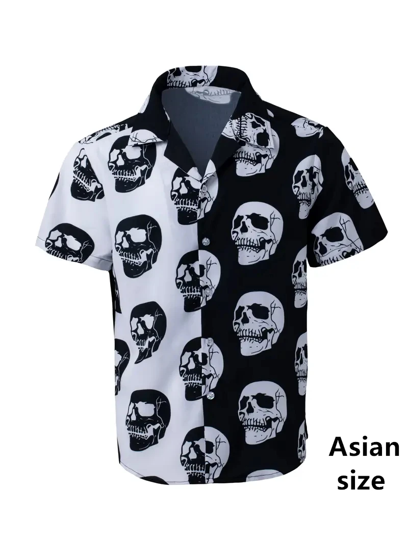 Men's Shirt 3D Print Skull Graphic Men's Clothing Oversized Retro Summer Beach Hawaiian Shirt Harajuku Y2k Fashion Holiday Shirt