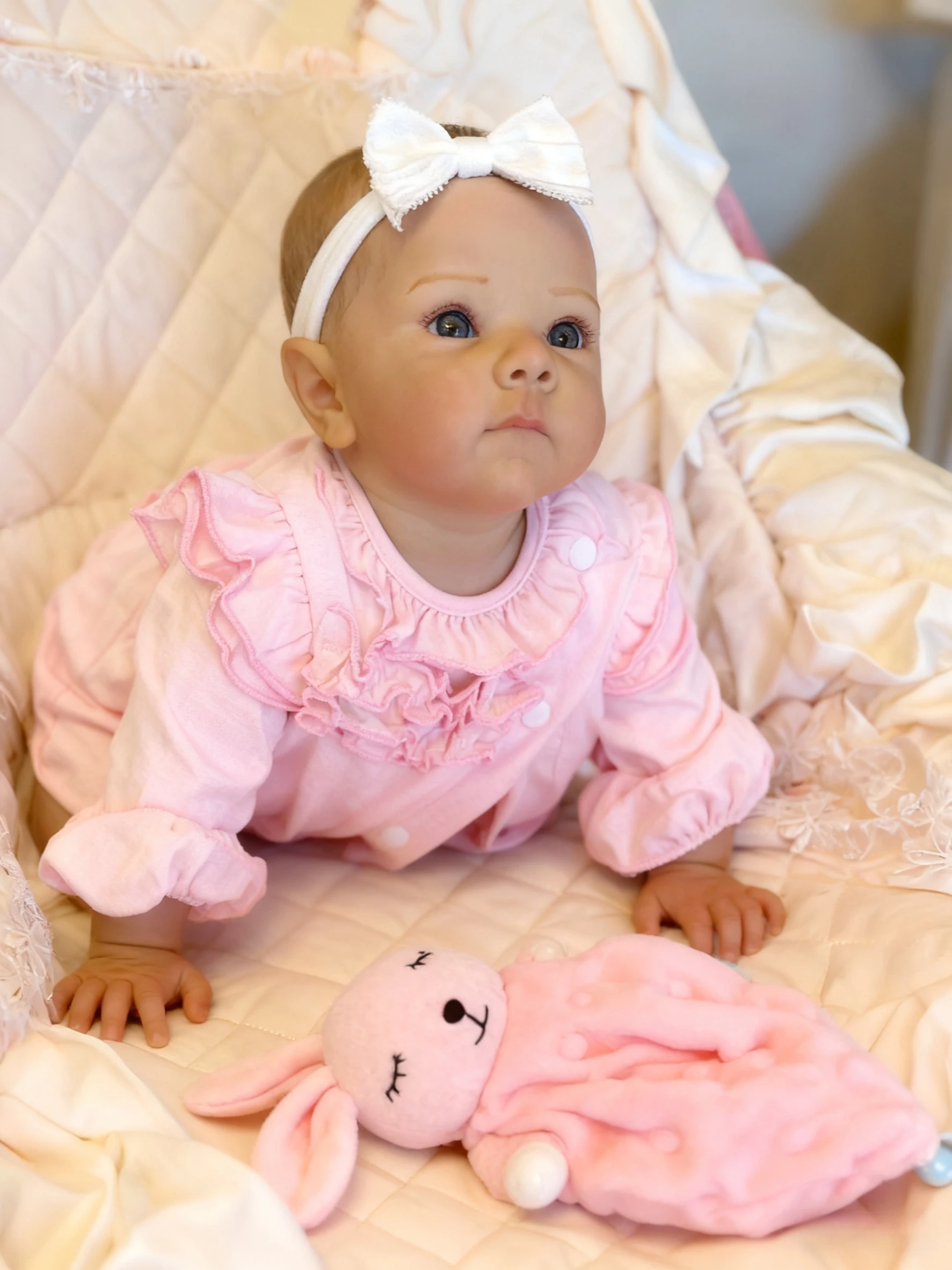 18 インチのリアルなリボーンベビーガール人形手作りオープンアイベティ 3D ペイントスキンベベ子供の誕生日プレゼント用