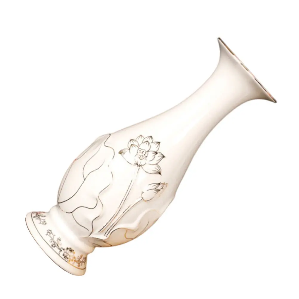 

1Pcs Lotus-Pattern Ceramic Vase Classic Style Flower Container for Indoor Decoration Window Sill Desk Dining Table Buddha Shrine