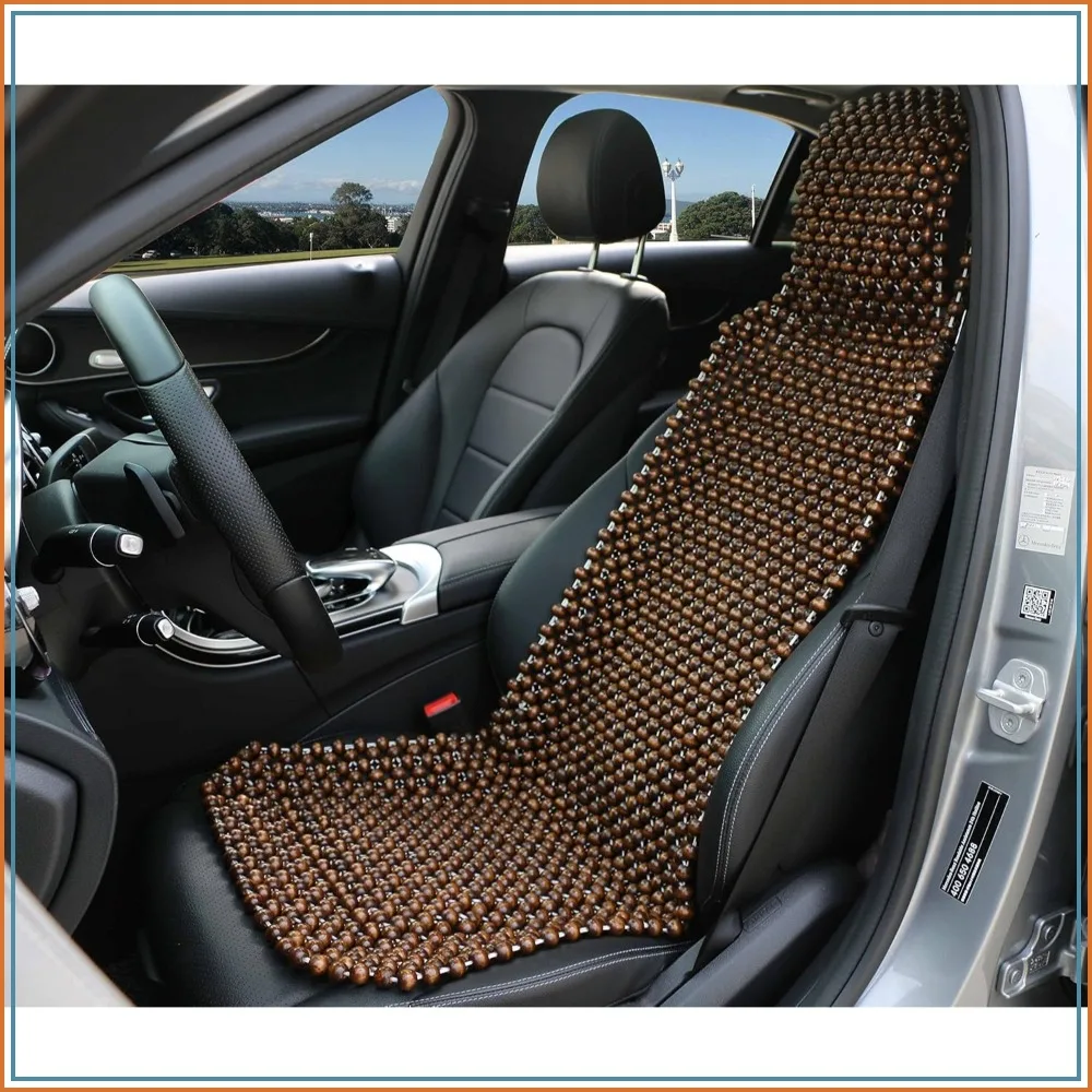 

Natural Wood Beaded Seat Cover, Massaging Cooling Cushion for Car Truck, Anti-Sweat Back Support for Long Drives