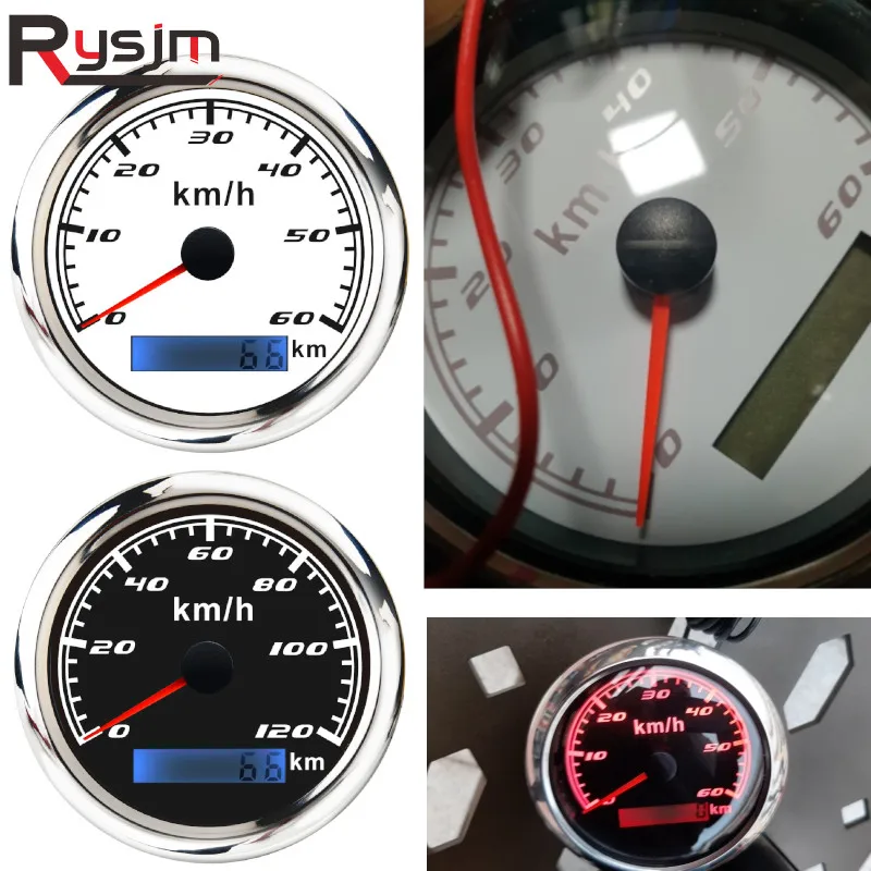 60 km/h 120km/h 200km/h 85MM Boat Car GPS Speedometer Waterproof Speed Gauge Red Backlight Fit Mairne Yacht Accessories