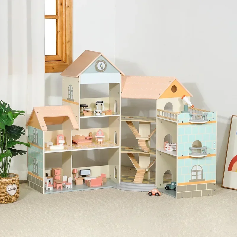 

Doll House Castle Simulate Real-life Scenarios Wooden Playing House Puzzle Toys Children's Toys Game Miniatures Gifts Montessori