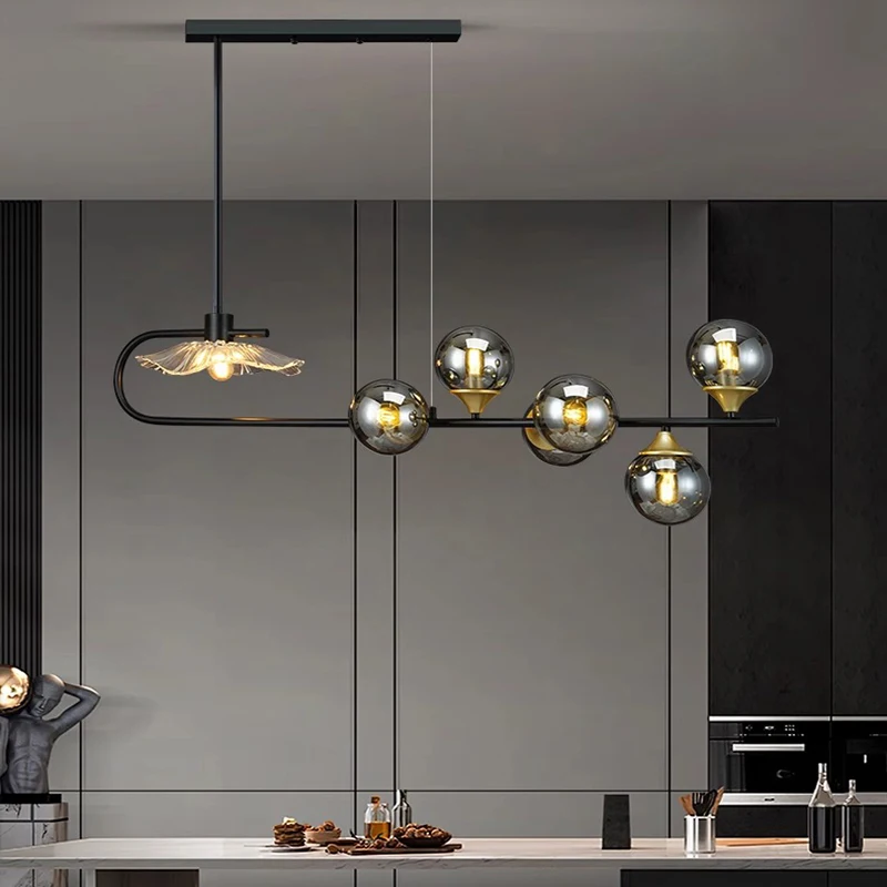

Modern Home Decor Glass Ball Led Pendant Lamps for Living Room Restaurant Bedroom Chandelier Interior Lighting Hanging Fixture