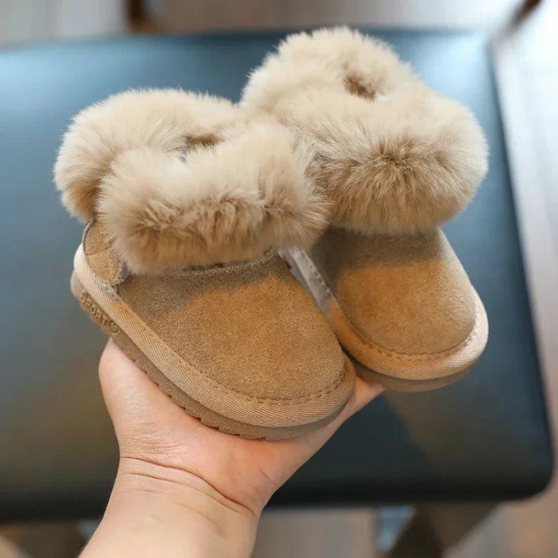 Botas Para Niña Pluche Kid Sneeuwlaars Winterwarmte Baby Wandelschoen Dikke Jongen Meisje Katoenen Schoen Zachte Zolen Kinderschoen Gewatteerde Laars