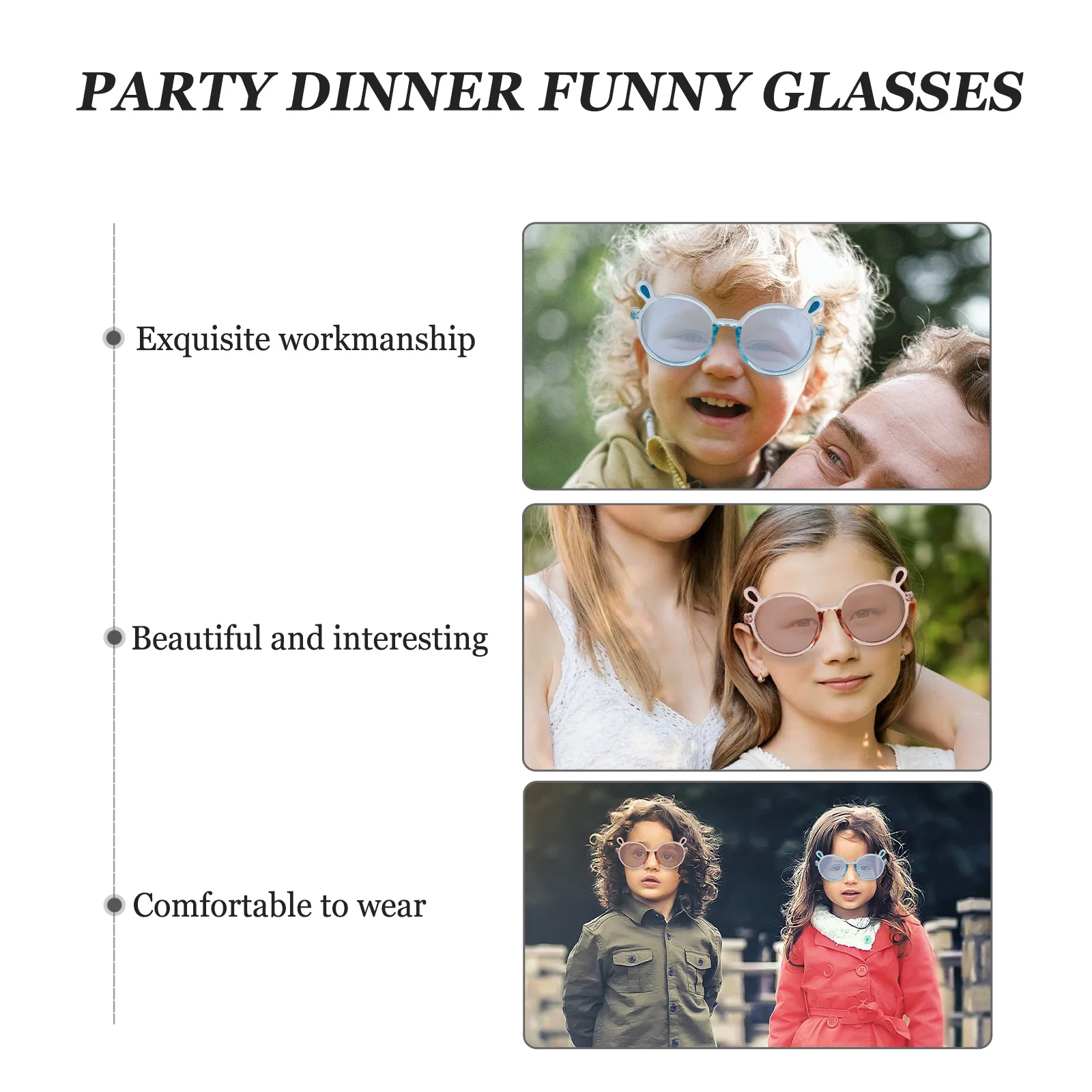 

2Pcs Sunglasses Creative Bear Ear Round Frame Perfect for Summer Outdoor Travel Gift Fashion Eyewear Sun Shades