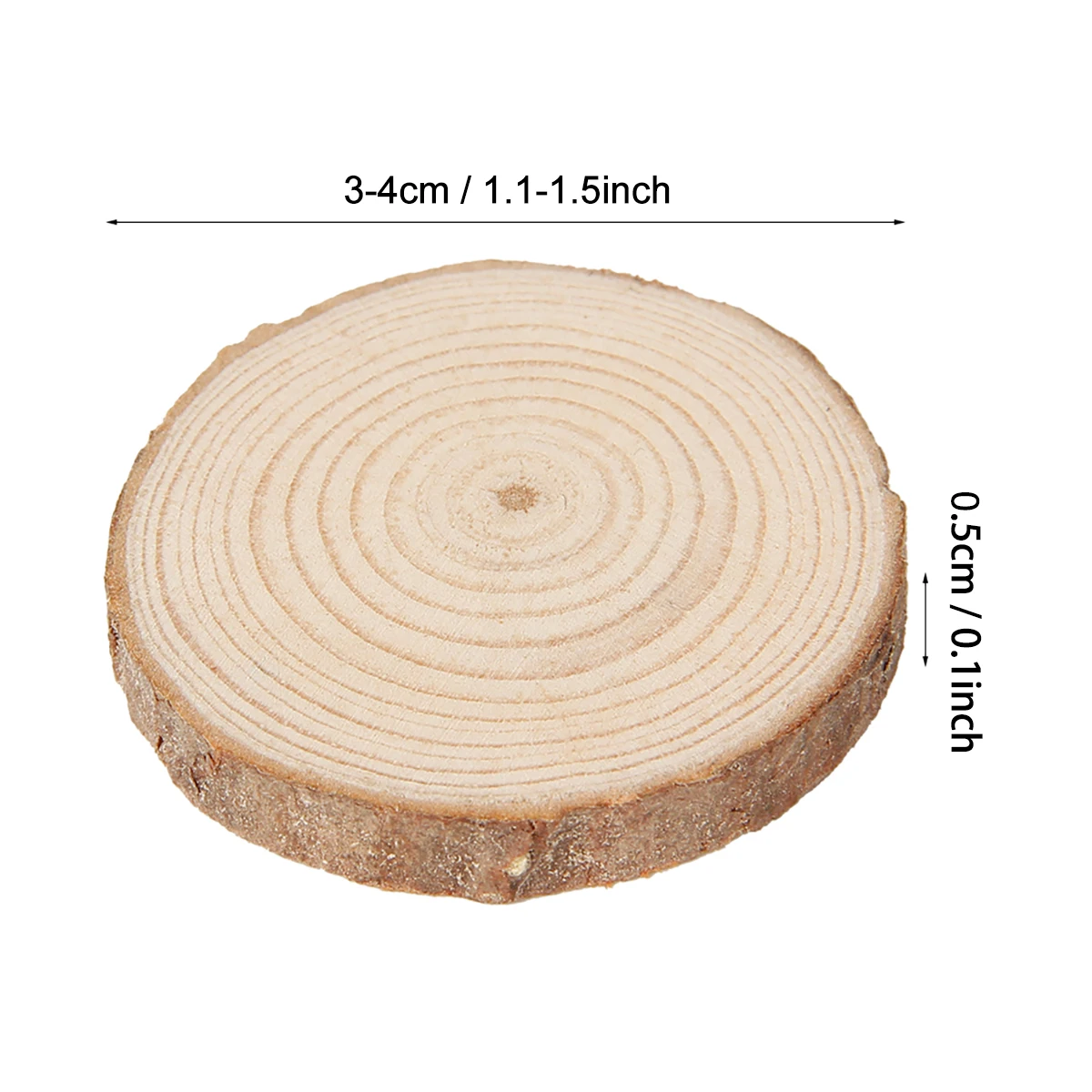 30 Pcs Wood Slices Natural Pine Wood Pieces with 3-4cm Round Unfinished Tree Bark Log Discs Circles DIY Party Decoration