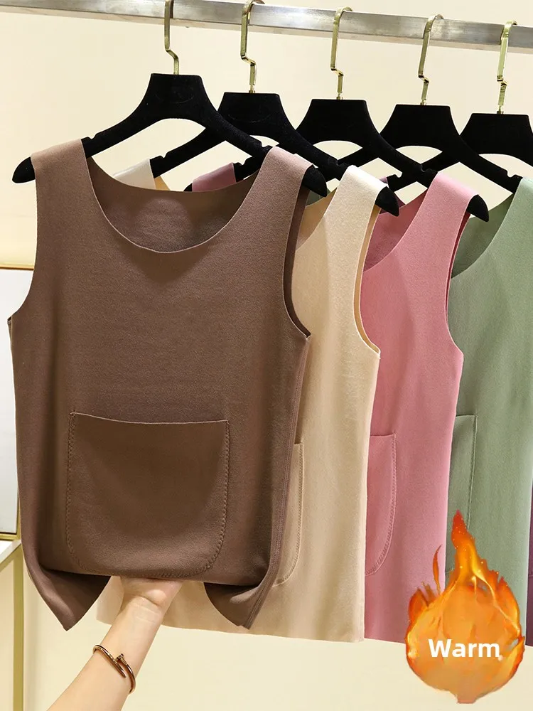 

Double-Sided Fce Vest Women's Warmth Inner Wear Svel Padded Vest Base Layer irt Fitted Inner Wear July Deer Brand