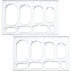 2pcs Router Jig Template Router Stencils Acrylic Templates Drawing Scale Ruler Oval Geometry Drawing Tool Measuring Tool