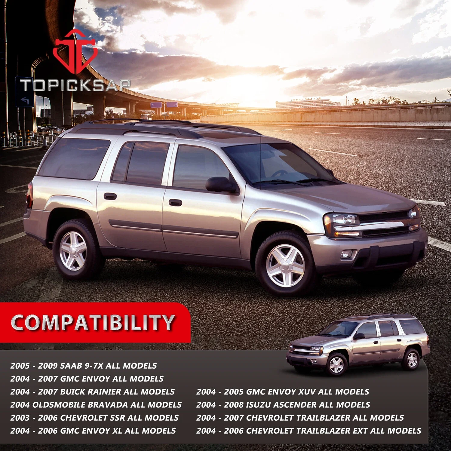 TOPICKSAP 2Pcs Front Sway Bar End Link Kit for Buick Rainier/Chevy Trailblazer/GMC Envoy 2004-2009 Suspension K80824 K80825