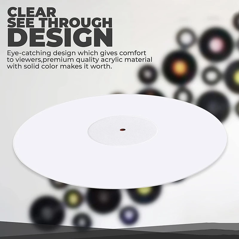 Newturntable Acrylic Slipmat For Vinyl LP Record Players - 2.5Mm Thick Provides Tighter Bass - 12Inch Platter Mat (White)