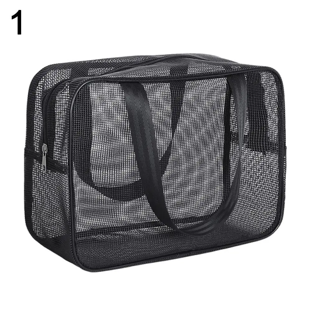 Reusable Women\'s Bag Large Capacity Portable Mesh Shower Easily Carry Quick Dry Toiletry Organizer Bag Eco Bag Mesh Makeup Bag