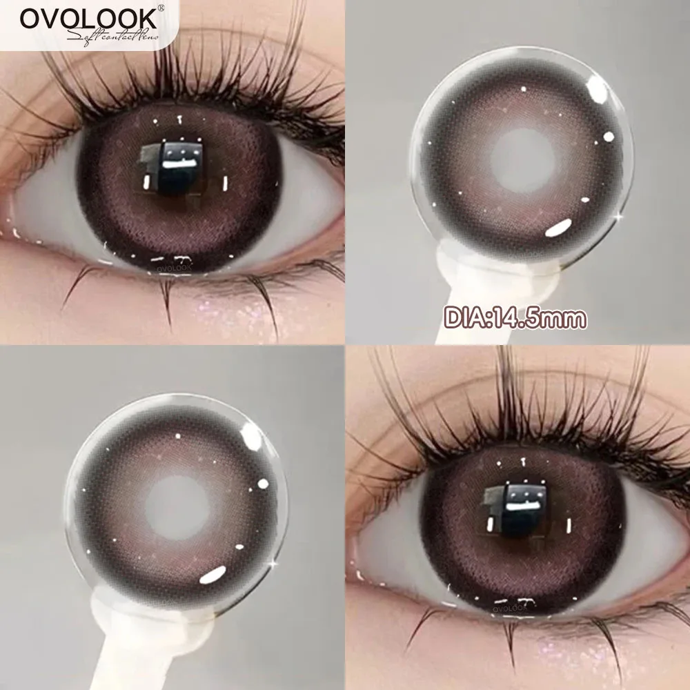 OVOLOOK-lentes de contacto azules para maquillaje de ojos, lentes de Color para pupilas, lentes de ojos para miopía, lentes naturales marrones y grises, lentes rosas de belleza, 2 unids/par