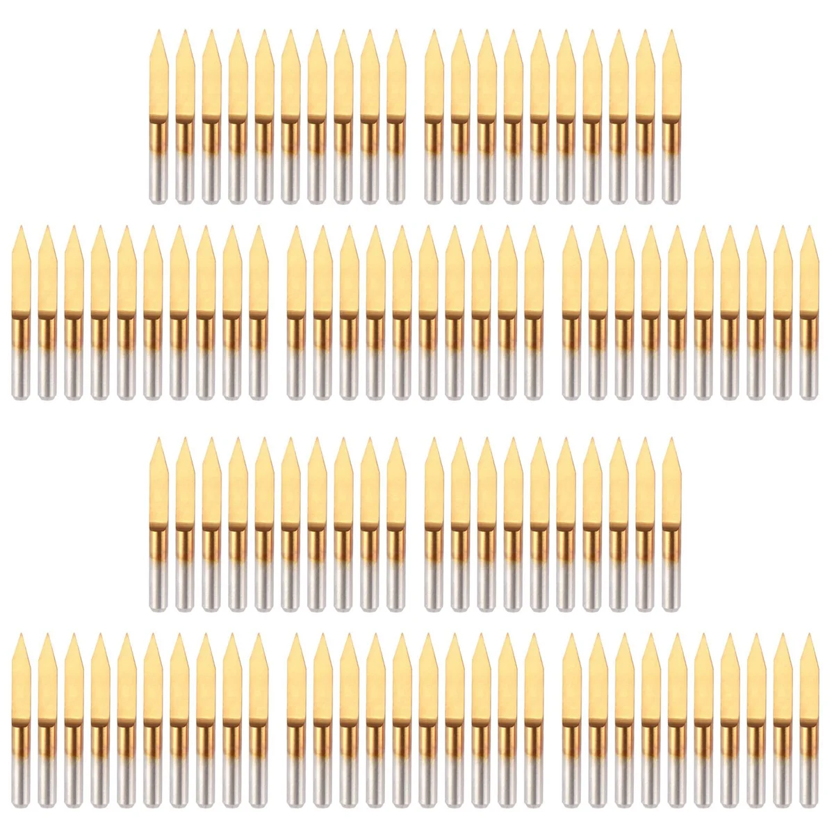 

100Pcs 30 Degree 0.1mm Tip Titanium Coated Flat Bottom Carbide PCB Engraving Bits V-Shape CNC Router Cutter Cutting Tool