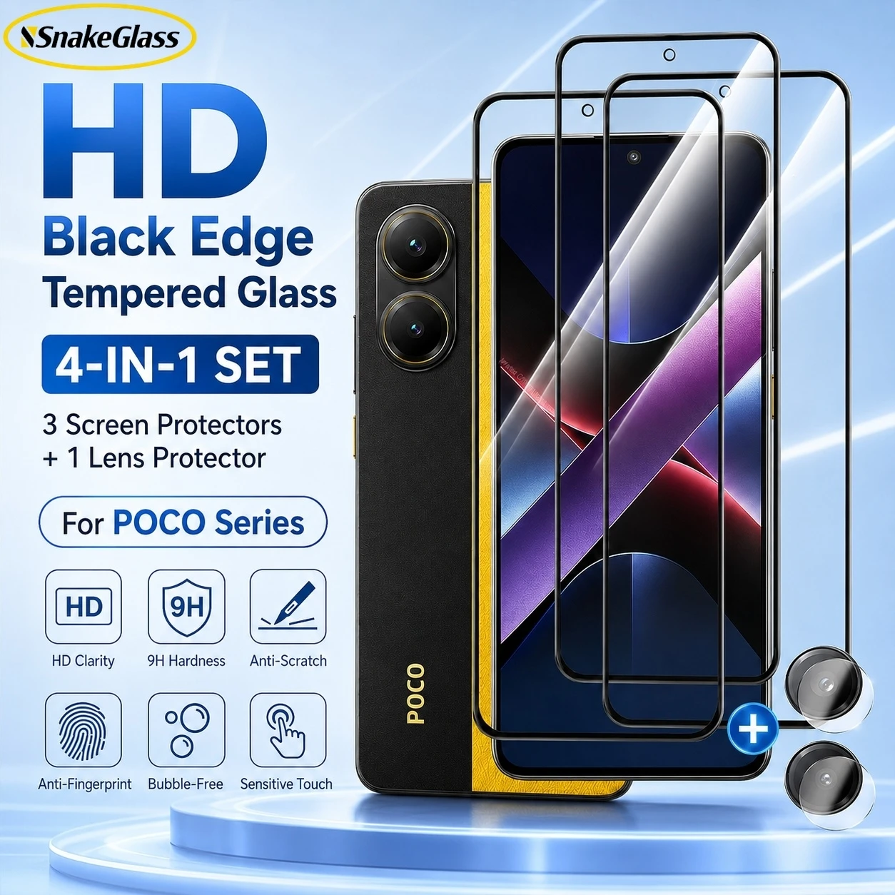 Protecteur d'écran 4 en 1 pour Xiaomi Poco X8Pro X7 X6 X5 Pro, verre trempé avant pour Poco F8Ultra F7 F6 M8 M5S M6 Pro 4G, Film de protection d'objectif