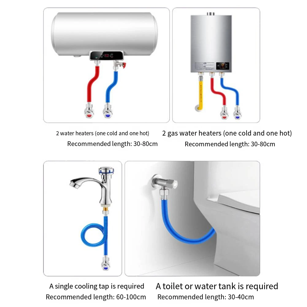 Flexible Inlet Water Hose for Hot and Cold Water Heaters Made from 304 Stainless Steel with Easy Connection Features view 3
