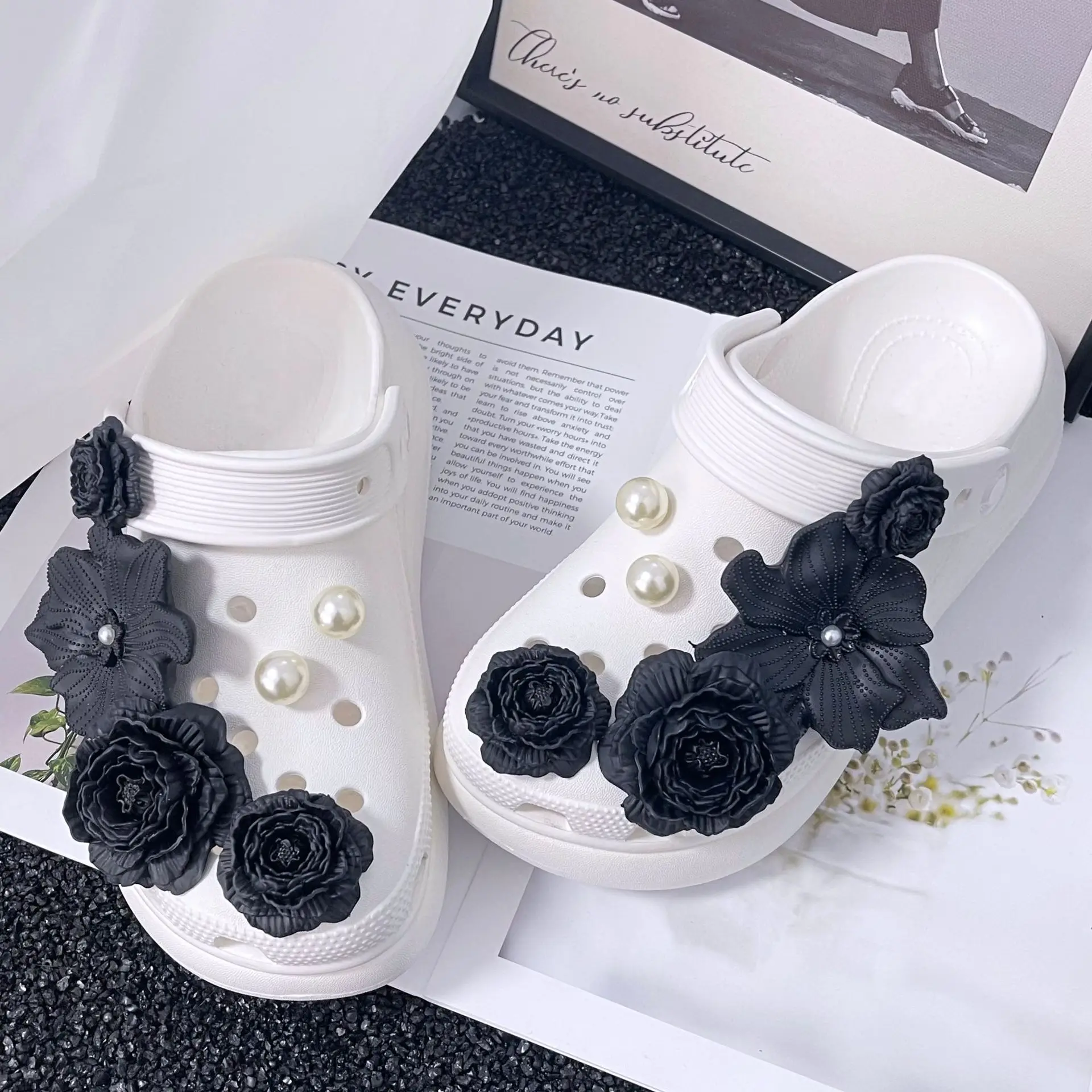 DIY الأزياء زهرة PVC الأحذية سحر الاكسسوارات ل قباقيب النعال الشريحة صندل حديقة الأحذية الديكور مشبك دبابيس فتاة النساء هدية