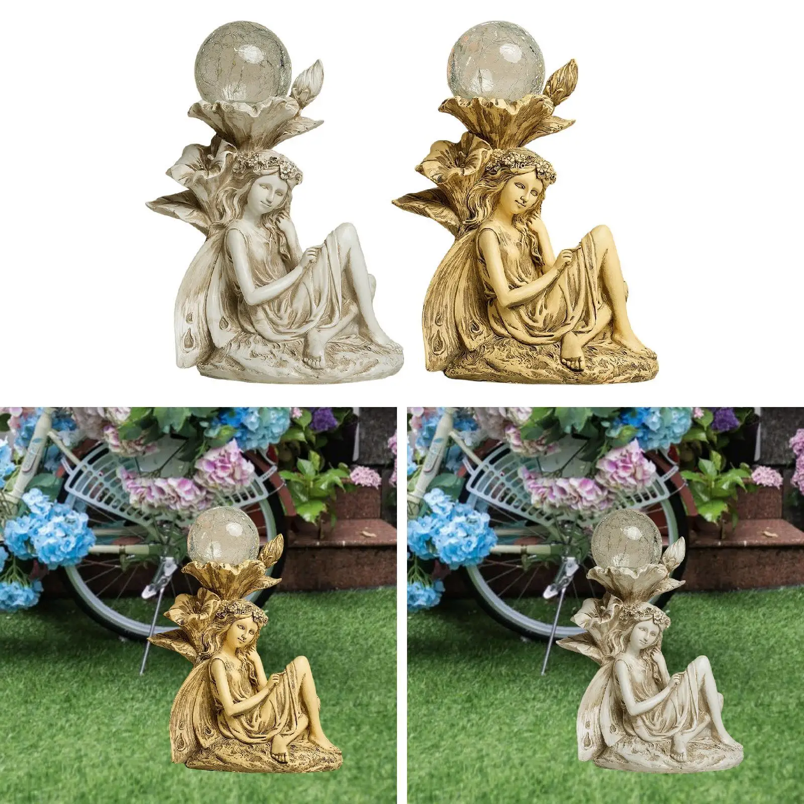 Fairy Statue Solar Powered Figurine Lamp for Lawn Landscape Poolside Areas