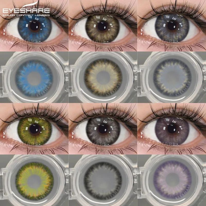 EYESHARE 1 Paar farbige Kontaktlinsen für Augen, modisches Make-up, Schönheit, blaue Linsen, weiche Jahreslinsen, graue Augenlinsen, grüne Linsen