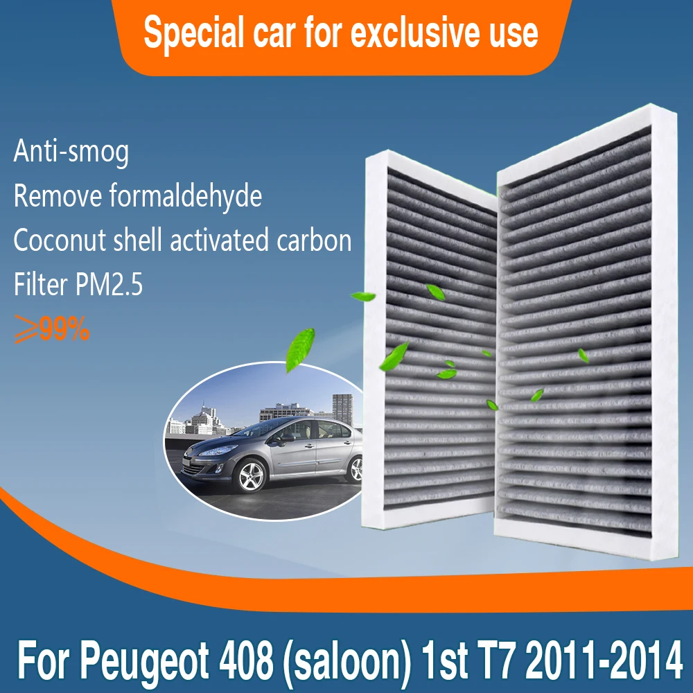 For Peugeot 408 (saloon) 1st T7 2011 2012 2013 2014 6447.KL 6447.NT Accessories Activated Carbon Cabin Filter Auto Parts Tools