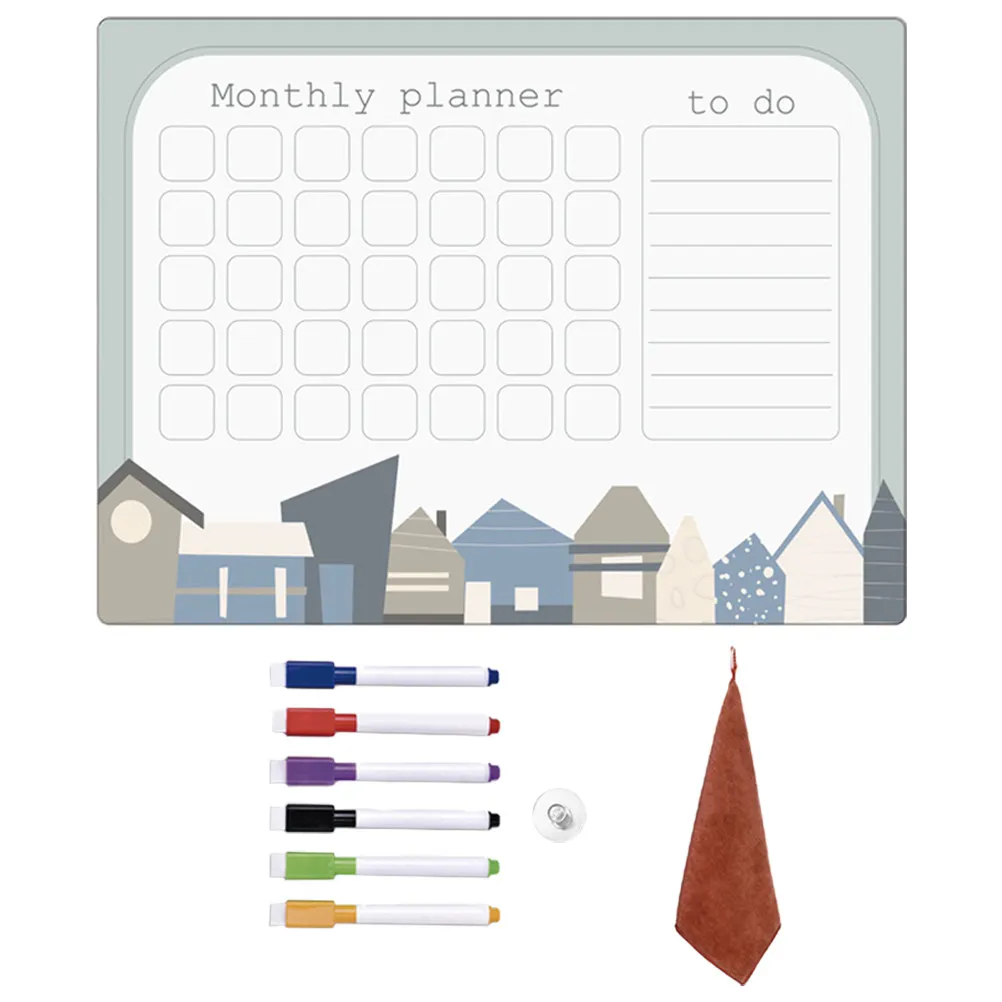 1Set Magnetic Daily Planner Dry Erase Fridge Board for Kitchen Office Weekly Schedule Notepad Reusable Plastic Whiteboard with