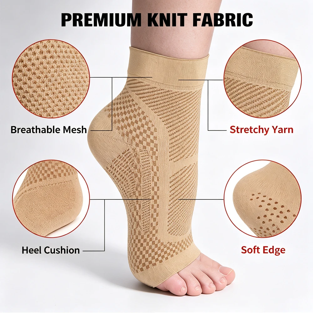 Ankle Compression Sleeve Plantar Fasciitis Brace, Open Toe Sock for Swelling Sprain Neuropathy,Foot Arch Support for Men & Women image 2