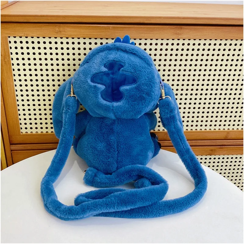 Disney Kawaii Stitch Mochila, Bolsa Estudantil de Grande Capacidade, Pelúcia Azul, Desenhos Animados Engraçados, Jardim de Infância