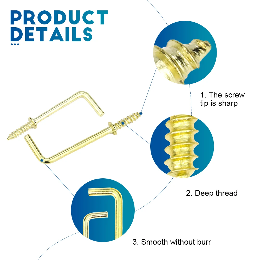 L-Shaped Right Angle Screw Hook Copper Plated 1/2\
